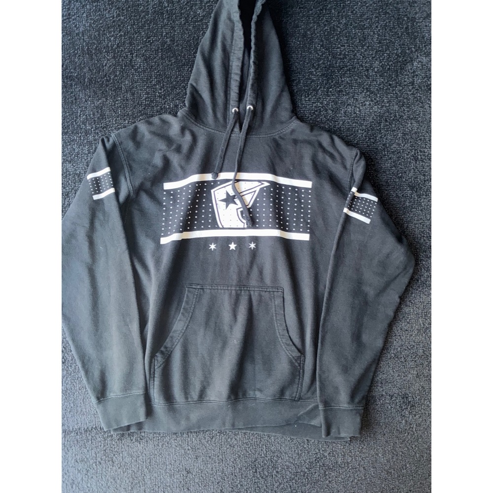 Famous Stars and Straps Mens Graphic Hoodie Black White Logo Stars Size L